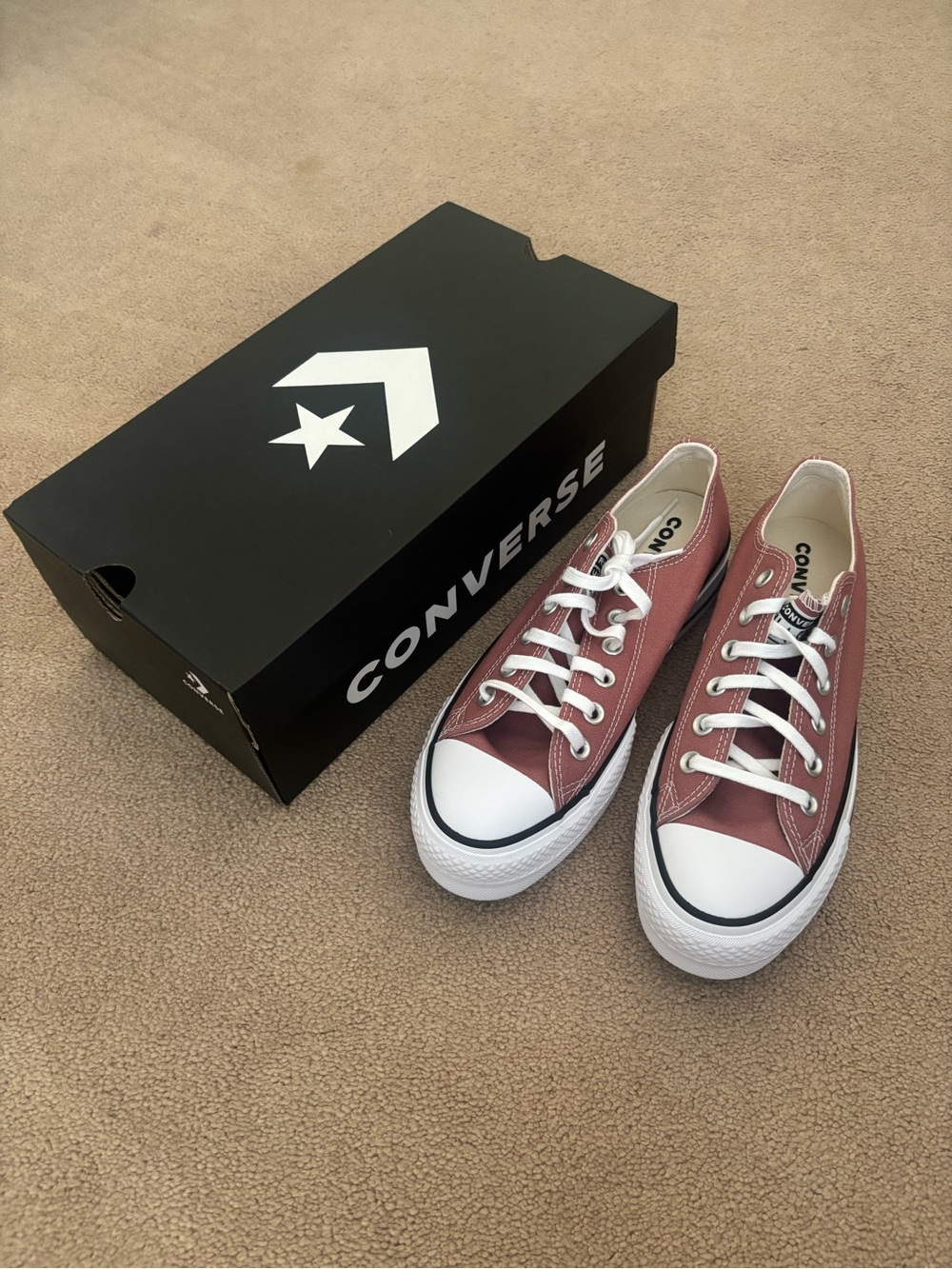 Converse Low Top Platform Sneakers - Rose Mauve with White